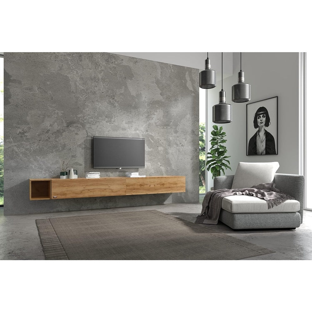 TV-Lowboard mit Wohnwand in Eichenopt