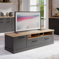 TV-Lowboard im Landhausstil mit 1 T¨¹r, 2 Schubladen und offenem Fach aus Holzwerkstoff in Riviera-Eiche und Cabezone-Eiche, 179,3 ¡Á