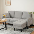 3-Sitzer Ecksofa mit Chaiselongue und Kunststoffbeinen aus Baumwoll-Leinen-Stoff, 166 ¡Á 1