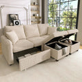 Modulares 3-Sitzer Sofa mit Stauraumhockern und Schubladen, flexibel als L- oder U-Form a