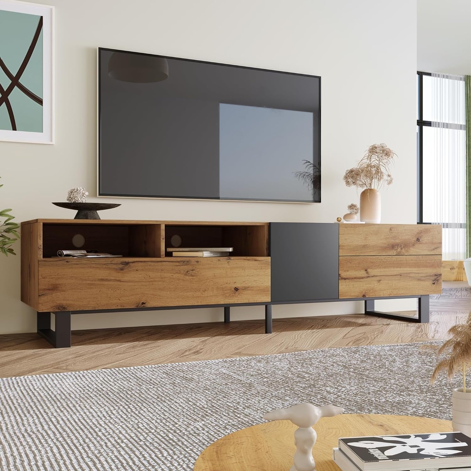 TV-Lowboard mit 2 T¨¹ren und 2 Schubladen in