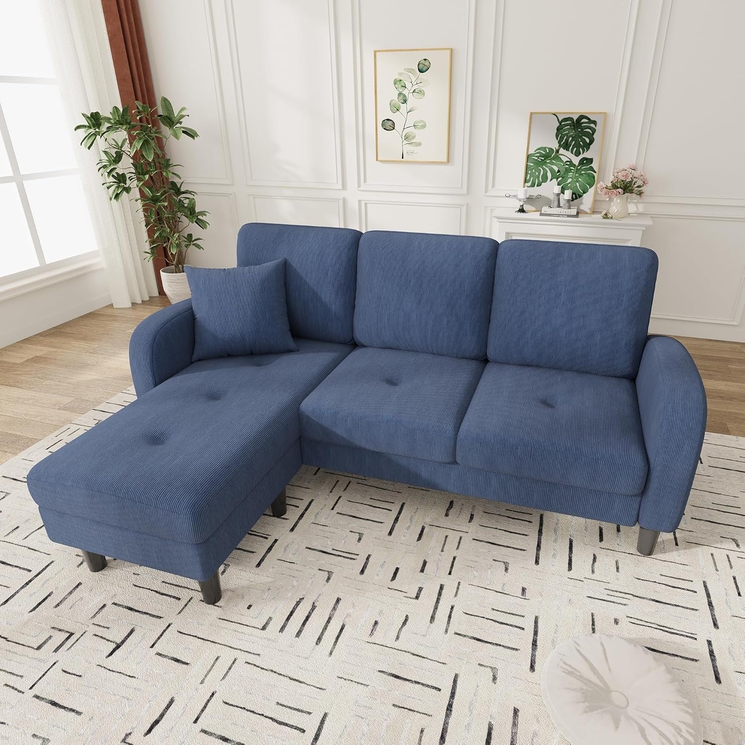 3-Sitzer Ecksofa mit Chaiselongue aus Cordstoff, 166 ¡Á 1