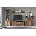 Wohnwand mit 5 T¨¹ren, 1 Glast¨¹r und 4 Schubladen aus Holzwerkstoff in Old Wood Vintage und dunkelgrauer Betonoptik, 330,4 ¡Á 204,7