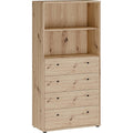 B¨¹cher- und Aktenregal mit 4 Schubladen aus Holzwerkstoff in Artisan-Eiche, 73,7 ¡Á 149,5