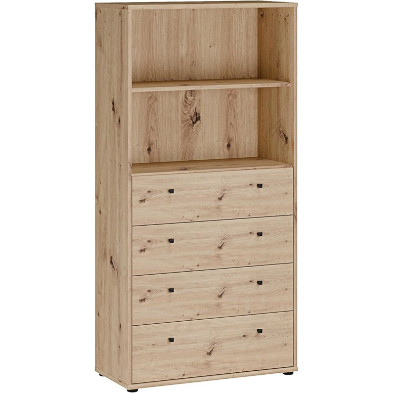 B¨¹cher- und Aktenregal mit 4 Schubladen aus Holzwerkstoff in Artisan-Eiche, 73,7 ¡Á 149,5