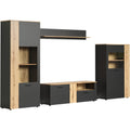 Wohnwand mit 2 Vitrinen, TV-Lowboard und Wandregal f¨¹r Fernseher b