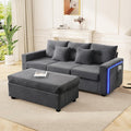 Modulares 3-Sitzer Ecksofa in L-Form mit LED-Beleuchtung, Ottoman, Stauraum un