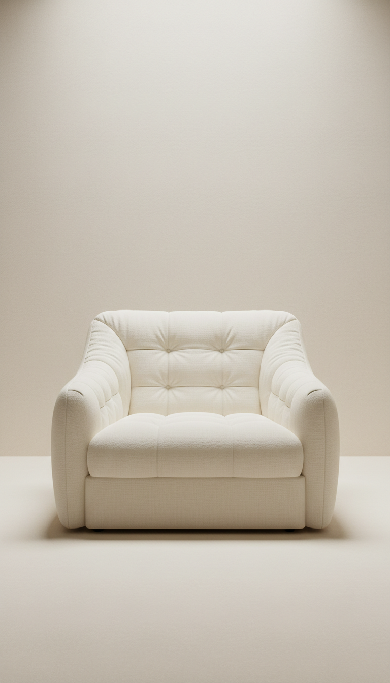 Loungesessel mit Elfenbeinbezug