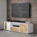 TV-Lowboard mit 2 T¨¹ren und 1 Schublade, Artisan-Eiche und Wei?, 162,6 ¡Á 43,9